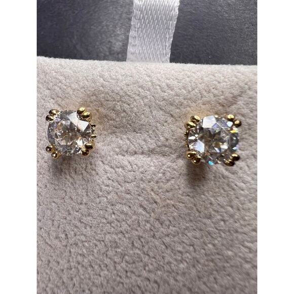 CZ stud earrings in gold over sterling silver - Picture 11 of 11